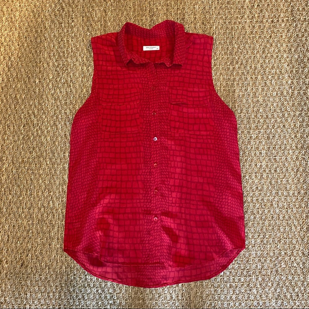 Equipment | Red Sleeveless Button Down Shirt